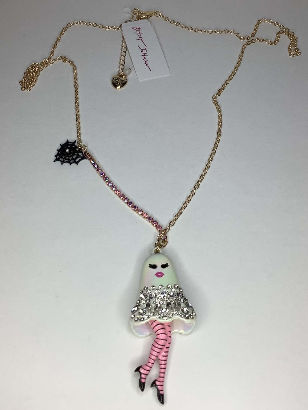Betsey Johnson Girly Ghost Halloween Pendant Necklace New - Picture 5 of 7